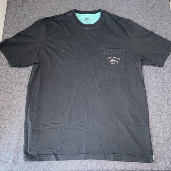 Tommy Bahama Relax Short Sleeve Pocket T-Shirt Men's L Black Solid - Picture 1 of 9